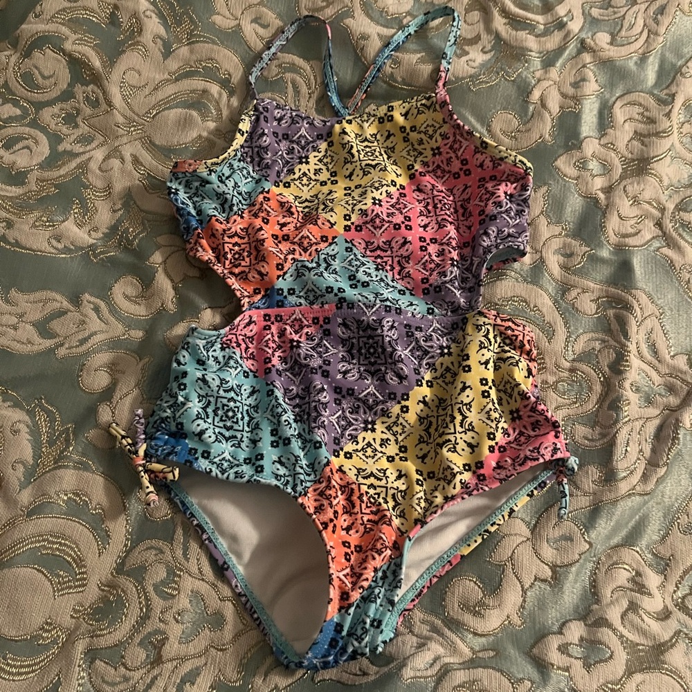 Kensie Girl Multicolor Patchwork Kids Swim One Piece